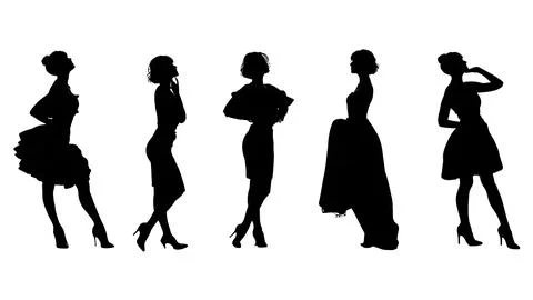 Model Taking a Bow Silhouette Pack Stock Illustration