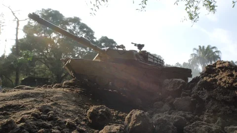 Model Tank on Hill 스톡 동영상 129057865