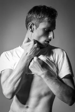 Model Tests For Handsome Man Stock-Fotos