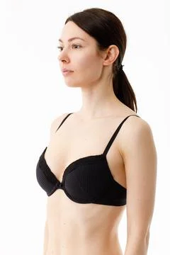 Model tests. Snap Models back view, Beautiful brunette woman in underwear Stock Photos