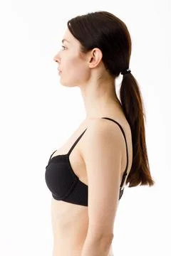 Model tests. Snap Models back view, Beautiful brunette woman in underwear Stock Photos