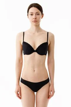 Model tests. Snap Models back view, Beautiful brunette woman in underwear Stock Photos