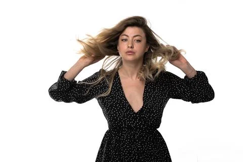The model is thoughtful. Stock Photos