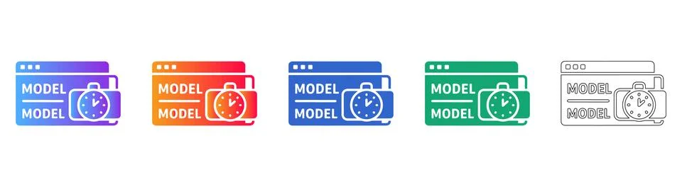 Model Timing and Optimization Icon Set イラスト素材