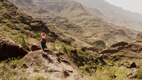Model on top of the big rock Stock Footage 106283382