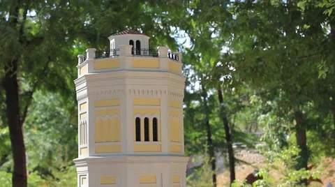 Model of tower in miniature park Stock Footage 44440687