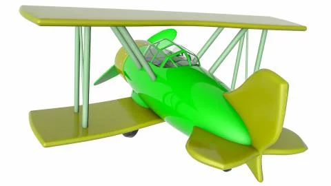 Model of a toy biplane on a white background. 3D rendering Stock Illustration