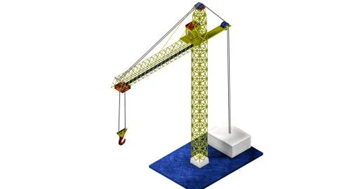 Model of a toy crane. 3D rendering Ilustración de archivo