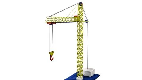 Model of a toy crane. 3D rendering Ilustración de archivo