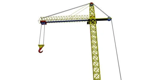 Model of a toy crane. 3D rendering Ilustración de archivo