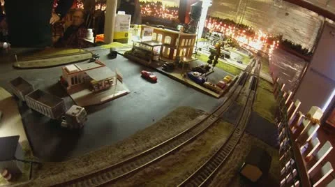 Model Train at Christmas Village, Version #1 Video stock 12748931