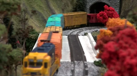 Model Train Passing By Stock Footage 39504452