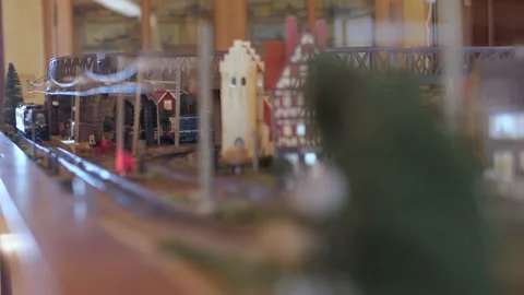 Model train railway table 4k Stock Footage 140230966