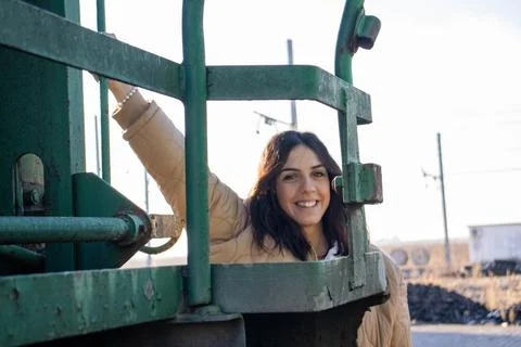 Model on the train tracks. Stock Photos