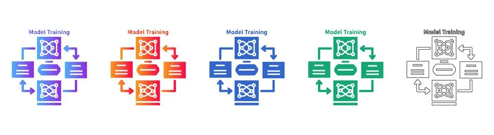Model Training Process Cycle Infographic Icons Stock Illustration