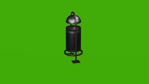 A model of a trash can rotates on a green screen Stock Footage 279341732
