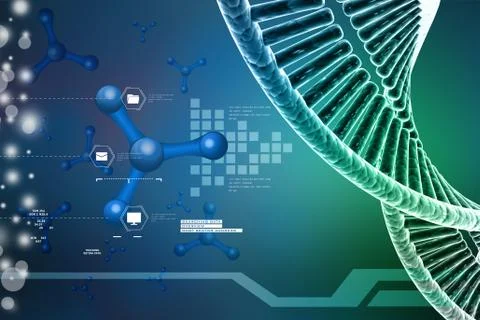 Model of twisted chrome DNA chain Illustrazione stock