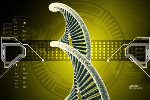 Model of twisted chrome DNA chain Illustrazione stock