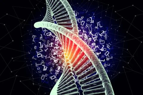 Model of twisted chrome DNA chain Illustrazione stock