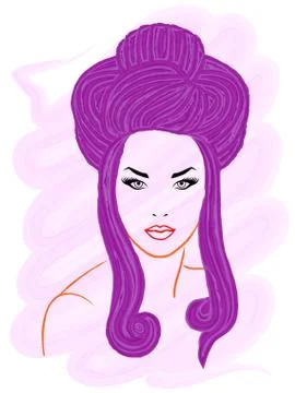 Model with violet hair Stock Illustration