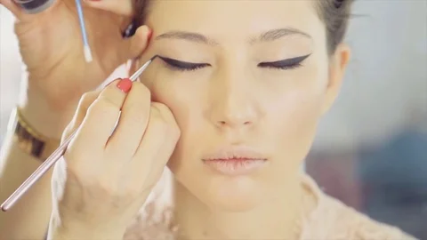 Model is waiting for a beautiful make up Video stock 84590273