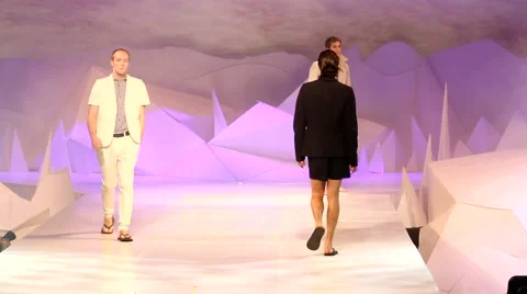 Model walking on the runway at a fashion show Stock Footage