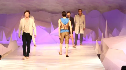 Model walking on the runway at a fashion show Stock Footage
