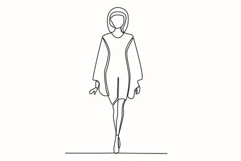 A model walks elegantly on stage Stock-Illustration