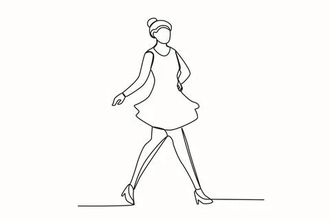 A model walks while posing on stage Stock Illustration