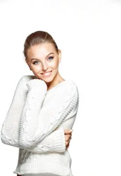 Model in a white sweater Stock Photos