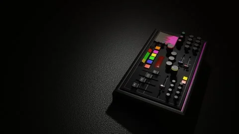 Model of working mixing console on dark background. concept of sound recording s Stock Footage 311720810