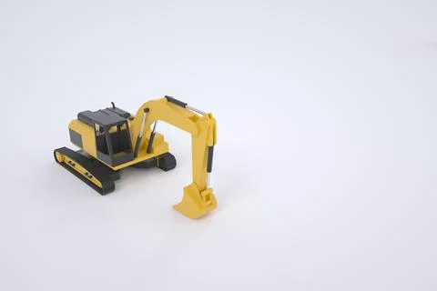Model of a yellow excavator in 3D graphics. Three-dimensional model of the car Stock Illustration