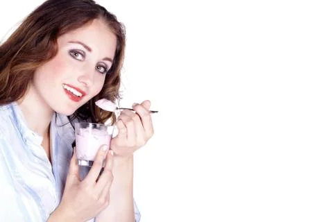 Model with yogurt Stock Photos