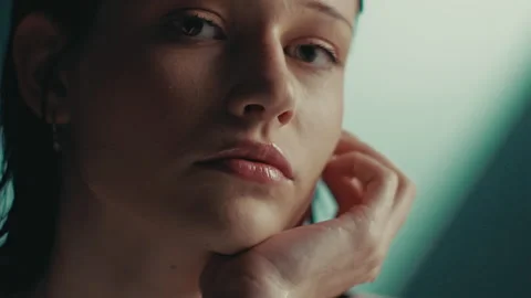 Model Young Face Posing for a video Stock Footage 275501092