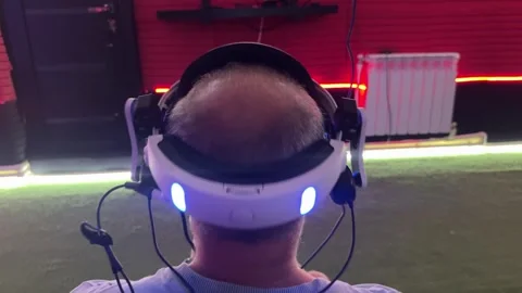 Model young man with beard in glasses of virtual Stock Footage 303973676