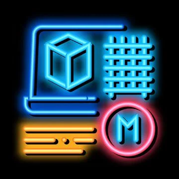 Modeling of building materials neon glow icon illustration Ilustración de archivo