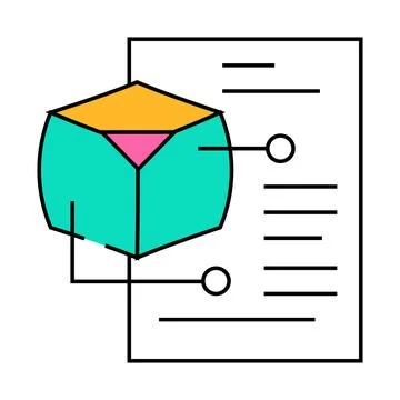Modeling data science icon color illustration 库存插图