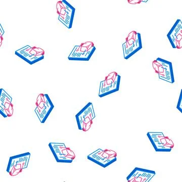 Modeling data science isometric icon seamless pattern 스톡 일러스트