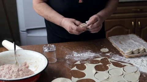 Modeling dumplings with meat Stock Footage 73424519
