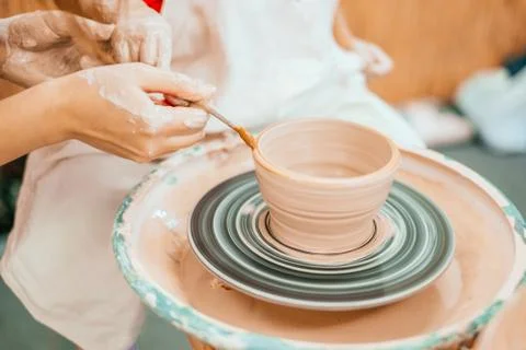 Modeling on a potter's wheel Stock Photos