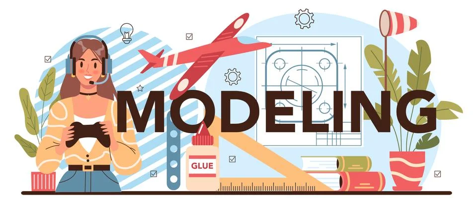 Modeling typographic header. Crafting school course, teacher learning Stock Illustration