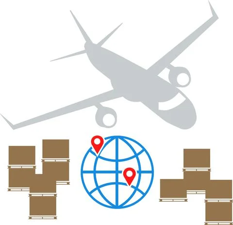 MoDelivery of bulky parcels by air. Vector illustration. Stock Illustration