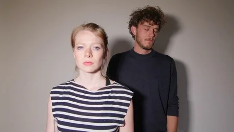 Models acting relationship problems and incommunicability in studio Stock-Footage 73540414