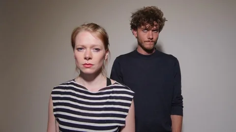 Models acting relationship problems and incommunicability in studio Stock-Footage 73540495