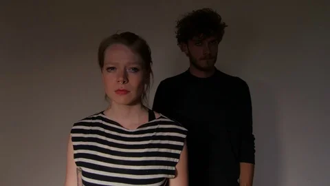 Models acting relationship problems and incommunicability in studio 스톡 동영상 73540536