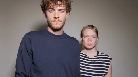 Models acting relationship problems and incommunicability in studio Stock Footage 73540610