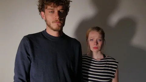 Models acting relationship problems and incommunicability in studio Stock Footage 73540848