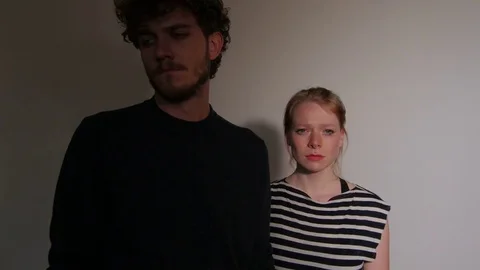 Models acting relationship problems and incommunicability in studio Video stock 73540894