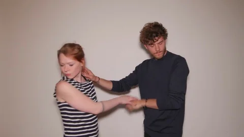 Models acting relationship problems in studio Stock Footage 73540330