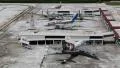 Models of airport and passenger planes in Mini Siam park in Pattaya, Thailand HD Footage